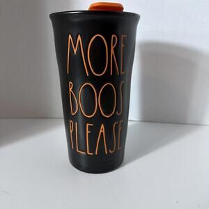 NWOB  Rae Dunn Ceramic Travel Mug "More Boos Please" Halloween Lidded Cup